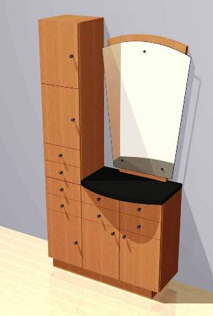 Mac - Styling Station w/ Mirror and Vertical Storage Unit #1010