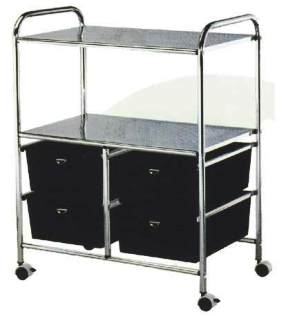 Pibbs - Black Work Cart with 4 Black Storage Drawers