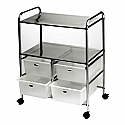 Pibbs - White Work Cart with 4 Black Storage Drawers