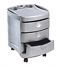 Pibbs - Three Shelf Cart w/Grey Metallic Base