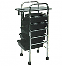 Pibbs - Salon Evolution 5 Shelf Tray - Mica Top - Black with Holder