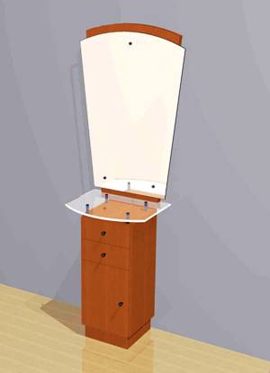 Mac - Wall Mounted Station w/ Mirror, Drawers & Cabinet #1050