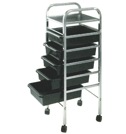 Pibbs - Salon Evolution 5 Shelf Utility Tray - Mica Top - Black