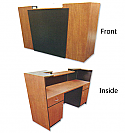 Pibbs - 7 ft. Reception Desk Available in Wild Cherry with Black Accent